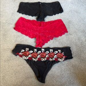 Cacique Sexy Black and Red Lace Panties Bundle of 3! Size 22/24.